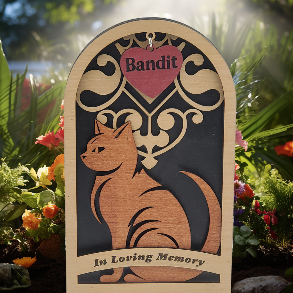 Pet Memorial Plaque - Damask Cat - #0002