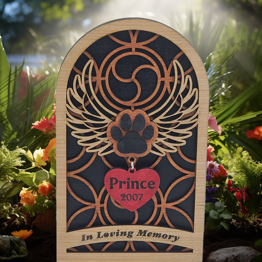 Pet Memorial Plaque - Stained Glass Wings - #0007